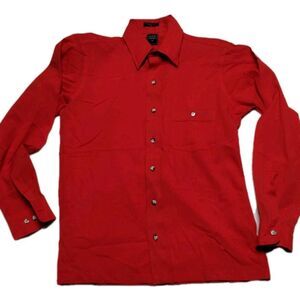 Pierre Cardin Shirt Mens Size M Red Button‎ Front Slim Fit Long Sleeve